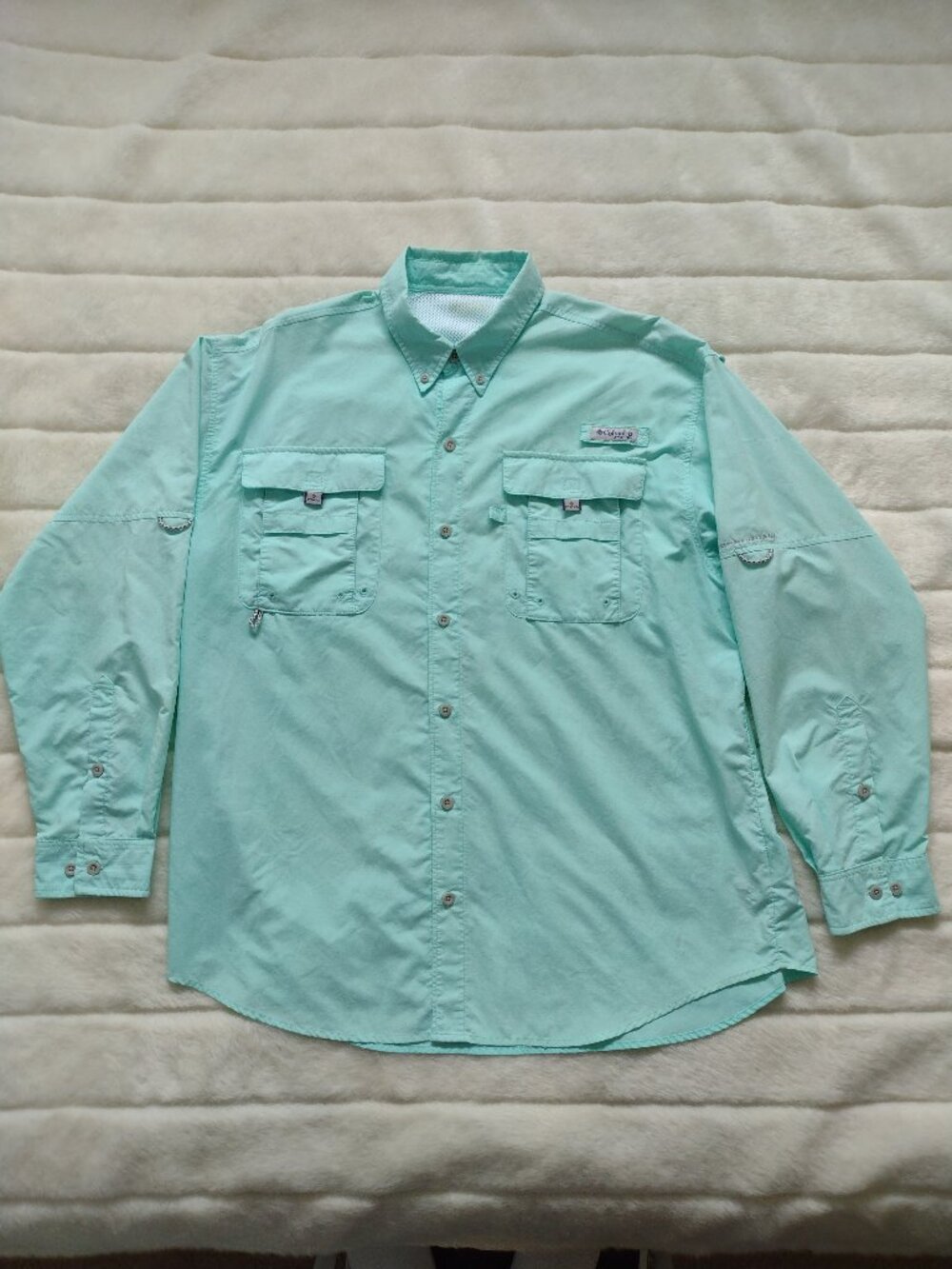 Columbia Men's PFG Button Down Shirt Blue 2XL Performance Fishing Gear